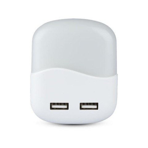 Lampka Nocna do Gniazdka LED z USB V-TAC SAMSUNG CHIP Kwadrat VT-84-SQ 3000K 10lm Lampka Nocna do Gniazdka LED z USB V-TAC SAMSUNG CHIP Kwadrat VT-84-SQ 3000K 10lm
