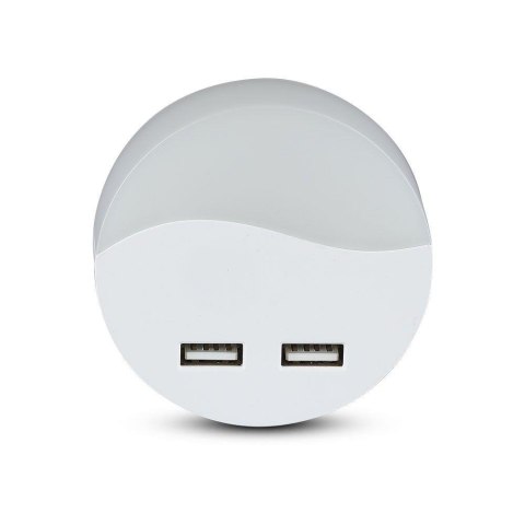 Lampka Nocna do Gniazdka LED z USB V-TAC SAMSUNG CHIP Okrągła VT-84-RD 3000K 10lm Lampka Nocna do Gniazdka LED z USB V-TAC SAMSUNG CHIP Okrągła VT-84-RD 3000K 10lm