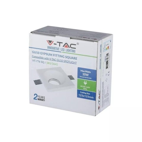 Oczko V-TAC GIPS GU10 Wpuszczane Okrągłe 120x120 Białe VT-776SQ Oczko V-TAC GIPS GU10 Wpuszczane Okrągłe 120x120 Białe VT-776SQ