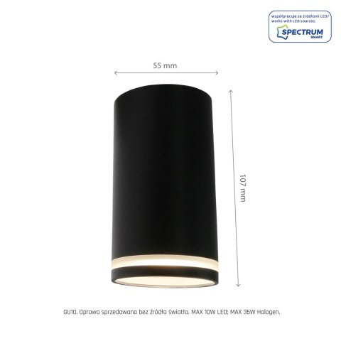CHLOE MINI RING NATYNKOWA GU10 230V IP20 fi55*107mm CZARNY nieruchoma CHLOE MINI RING NATYNKOWA GU10 230V IP20 fi55*107mm CZARNY nieruchoma
