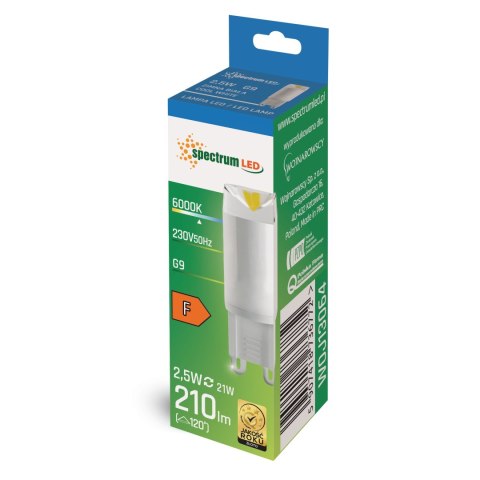 LED G9 230V 2.5W CW ceramiczna SPECTRUM LED G9 230V 2.5W CW ceramiczna SPECTRUM