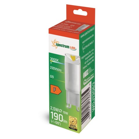 LED G9 230V 2.5W WW ceramiczna SPECTRUM LED G9 230V 2.5W WW ceramiczna SPECTRUM