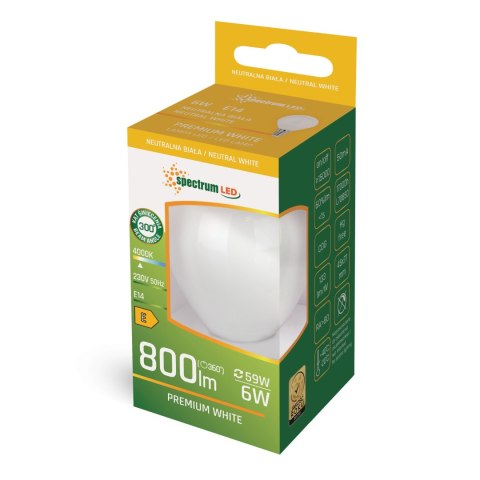 LED KULKA E-14 230V 6W COG NW MILKY SPECTRUM LED KULKA E-14 230V 6W COG NW MILKY SPECTRUM