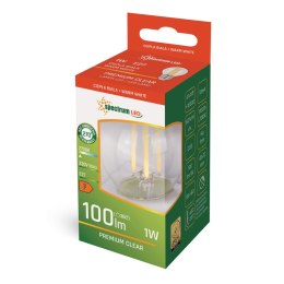 LED KULKA E-27 230V 1W COG BIAŁA CIEPŁA CLEAR SPECTRUM