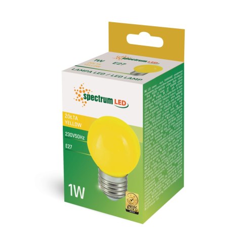 LED KULKA E-27 230V 1W ŻÓŁTY SPECTRUM LED KULKA E-27 230V 1W ŻÓŁTY SPECTRUM