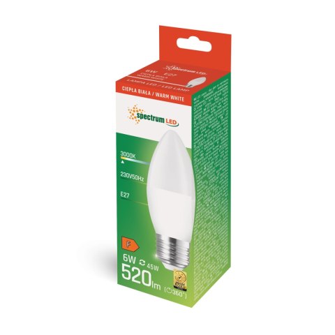 LED ŚWIECOWA E-27 230V 6W WW SPECTRUM + LED ŚWIECOWA E-27 230V 6W WW SPECTRUM +