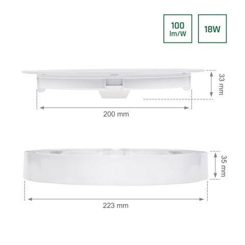 ALGINE ECO 2w1 NATYNK-PODTYNK DOWNLIGHT 18W BARWA CIEPŁA 230V BIAŁY okrągła ALGINE ECO 2w1 NATYNK-PODTYNK DOWNLIGHT 18W BARWA CIEPŁA 230V BIAŁY okrągła