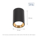 CHLOE GU10 MINI NATYNKOWA GU10 250V IP20 70x100mm CZARNY, ŚRODEK ZŁOTY okrągła CHLOE GU10 MINI NATYNKOWA GU10 250V IP20 70x100mm CZARNY, ŚRODEK ZŁOTY okrągła