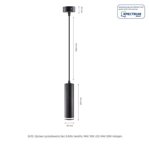 MADARA MINI RING GU10 ZWIS BAZA 230V IP20 fi55*200mm CZARNY kabel 1m MADARA MINI RING GU10 ZWIS BAZA 230V IP20 fi55*200mm CZARNY kabel 1m