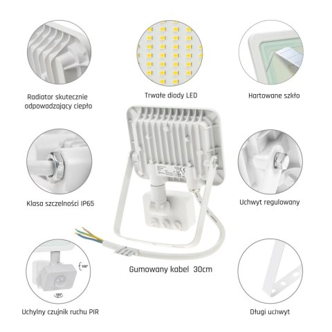 NOCTIS LUX 2 NAŚWIETLACZ 20W WW 230V IP44 158x121x25mm BIAŁY czujnik ruchu PIR NOCTIS LUX 2 NAŚWIETLACZ 20W WW 230V IP44 158x121x25mm BIAŁY czujnik ruchu PIR