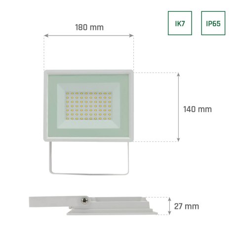 NOCTIS LUX 3 NAŚWIETLACZ 50W WW 230V IP65 180x140x27mm BIAŁY NOCTIS LUX 3 NAŚWIETLACZ 50W WW 230V IP65 180x140x27mm BIAŁY