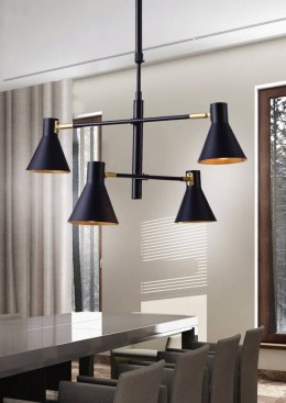 Lampa sufitowa wisząca LESS 4xE27 regulowana czarno-złota 2