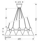 Lampa wisząca MORE 5xE27 czarny mat - złoty wymiar