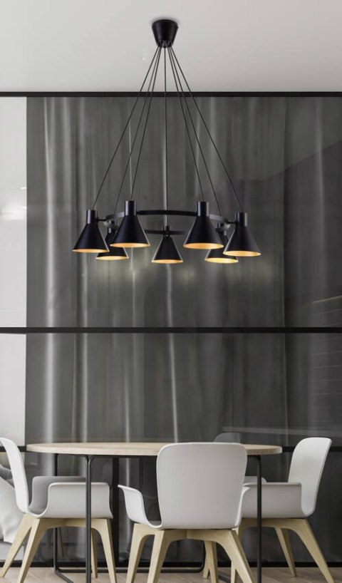Lampa wisząca MORE 7xE27 czarny mat - złoty 2 Lampa wisząca MORE 7xE27 czarny mat - złoty 2