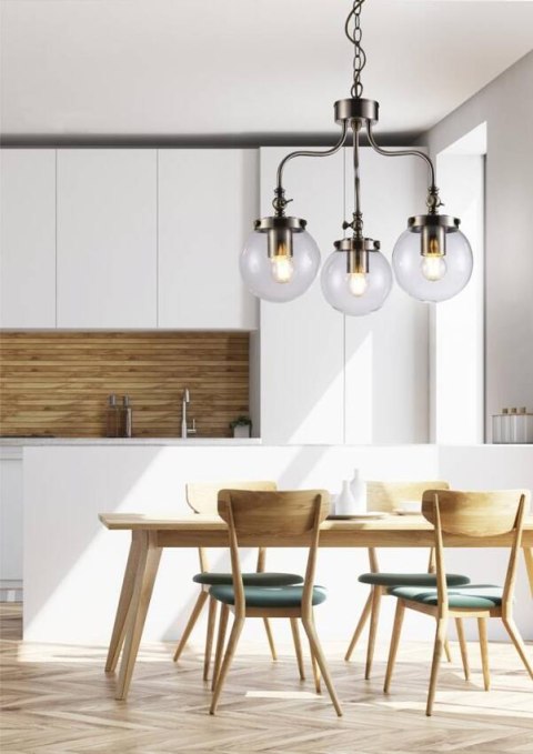 Lampa sufitowa wisząca BALLET patyna szklana kula 3xE27 2 Lampa sufitowa wisząca BALLET patyna szklana kula 3xE27 2