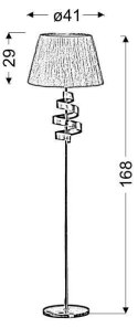 Lampa podłogowa chrom+złoty DENIS abażur biały tkany  wymiar