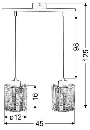 Lampa wisząca sufitowa COX chrom 2xE27 wymiar Lampa wisząca sufitowa COX chrom 2xE27 wymiar