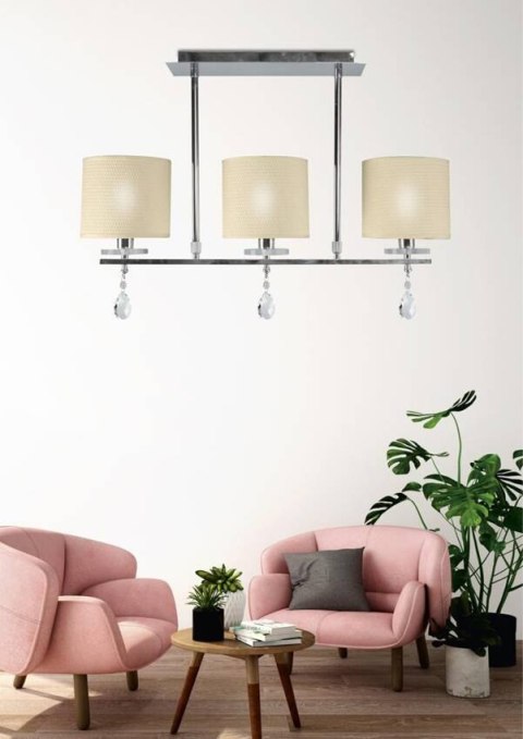 Lampa sufitowa wisząca ESTERA chrom abażur z tkaniny 3xE14_2 Lampa sufitowa wisząca ESTERA chrom abażur z tkaniny 3xE14_2