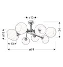 Lampa sufitowa RAUL srebrna 8xE14_wymiary Lampa sufitowa RAUL srebrna 8xE14_wymiary