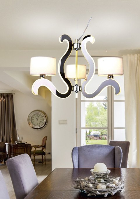 Lampa sufitowa wiszaca AMBROSIA chrom abażur z tkaniny świecące ramię 3xE27_2 Lampa sufitowa wiszaca AMBROSIA chrom abażur z tkaniny świecące ramię 3xE27_2