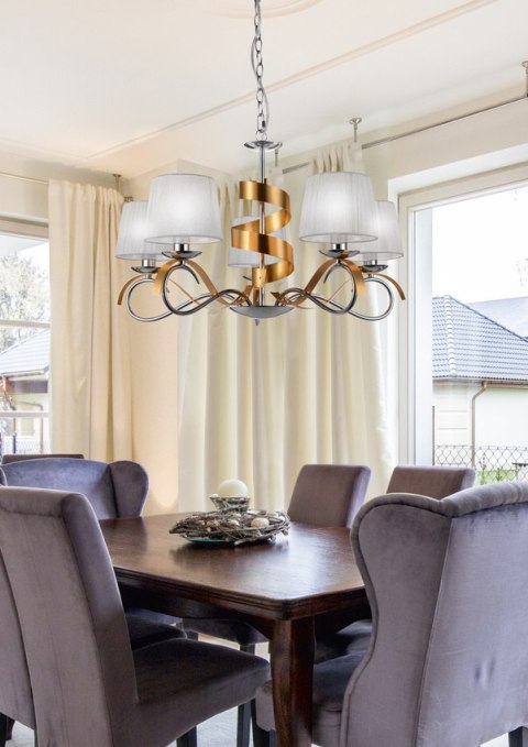Lampa wisząca żyrandol DENIS chrom+złoty 5xE14 2 Lampa wisząca żyrandol DENIS chrom+złoty 5xE14 2