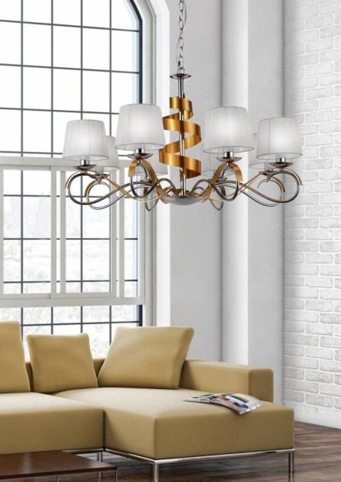 Lampa wisząca żyrandol DENIS chrom+złoty 8xE14 2 Lampa wisząca żyrandol DENIS chrom+złoty 8xE14 2