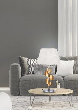 Lampka stołowa chrom+złoty gabinetowa DENIS biały abażur  2