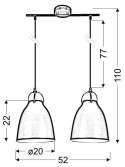 Lampa sufitowa wisząca PENSILVANIA biała 2xE27 wymiar Lampa sufitowa wisząca PENSILVANIA biała 2xE27 wymiar
