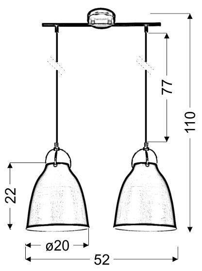 Lampa sufitowa wisząca PENSILVANIA biała 2xE27 wymiar Lampa sufitowa wisząca PENSILVANIA biała 2xE27 wymiar