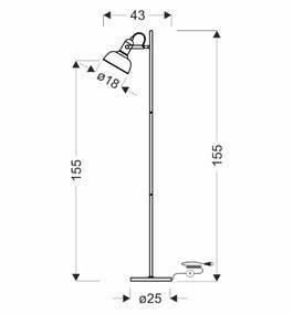 Lampa podłogowa RENO czarna metalowa regulowana loft Candellux 51-80196_wymiary Lampa podłogowa RENO czarna metalowa regulowana loft Candellux 51-80196_wymiary