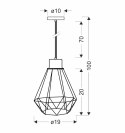 Lampa wisząca PRIMO 1xE27 czarna - patyna wymiary Lampa wisząca PRIMO 1xE27 czarna - patyna wymiary