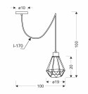 Lampa wisząca PRIMO P 1xE27 czarna - patyna wymiary Lampa wisząca PRIMO P 1xE27 czarna - patyna wymiary