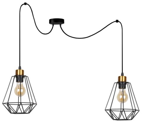 Lampa wisząca PRIMO P 2xE27 czarna - złoty Lampa wisząca PRIMO P 2xE27 czarna - złoty