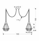 Lampa wisząca PRIMO P 2xE27 czarna - złoty wymiary Lampa wisząca PRIMO P 2xE27 czarna - złoty wymiary