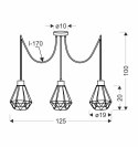Lampa wisząca PRIMO P 3xE27 czarna - złoty wymiary Lampa wisząca PRIMO P 3xE27 czarna - złoty wymiary