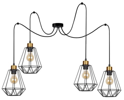 Lampa wisząca PRIMO P 4xE27 czarna-złota Lampa wisząca PRIMO P 4xE27 czarna-złota