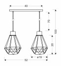 Lampa wisząca PRIMO 2xE27 czarny-złoty wymiar Lampa wisząca PRIMO 2xE27 czarny-złoty wymiar