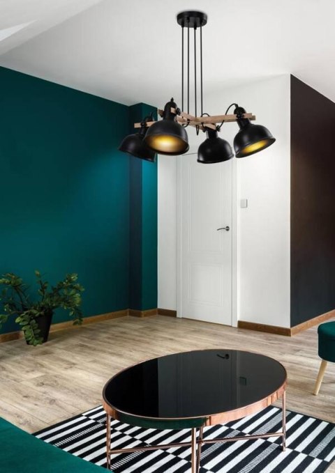 Lampa wisząca RENO regulowana czarna z czarnymi kloszami loft Candellux 34-78155_1 Lampa wisząca RENO regulowana czarna z czarnymi kloszami loft Candellux 34-78155_1