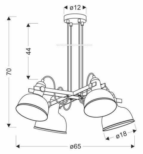 Lampa wisząca RENO regulowana czarna z czarnymi kloszami loft Candellux 34-78155_wymiary Lampa wisząca RENO regulowana czarna z czarnymi kloszami loft Candellux 34-78155_wymiary