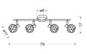 Lampa sufitowa ścienna ACROBAT miedziana 4xE14_wymiary