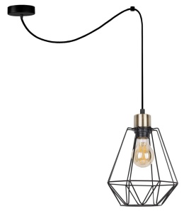 Lampa wisząca PRIMO P 1xE27 czarna - patyna