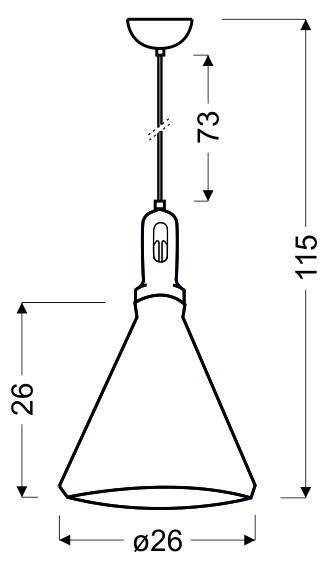 Lampa sufitowa wisząca ROBINSON 26 czarna 1xE27 wymiar Lampa sufitowa wisząca ROBINSON 26 czarna 1xE27 wymiar