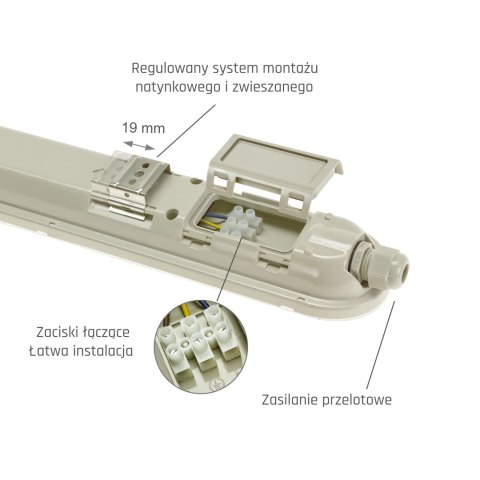 LIMEA GIGANT HERMETYK 600mm 20W NW 230V 120st IP65 IK10 600x72x70mm SZARY 5 lat gw. LIMEA GIGANT HERMETYK 600mm 20W NW 230V 120st IP65 IK10 600x72x70mm SZARY 5 lat gw.