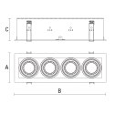 MODERN DAY MINI GU10 X 4 GU10 250V IP20 100x316x77mm BIAŁY, ŚRODEK CZARNY