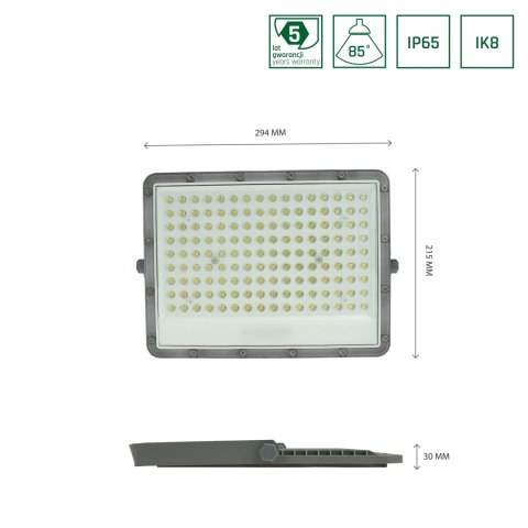 NOCTIS MAX NAŚWIETLACZ 100W CW 230V 85st IP65 294x215x30 mm SZARY 5 lat gwarancji NOCTIS MAX NAŚWIETLACZ 100W CW 230V 85st IP65 294x215x30 mm SZARY 5 lat gwarancji