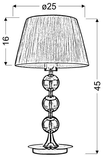 Lampa stołowa CLARA chrom/biały_wymiary Lampa stołowa CLARA chrom/biały_wymiary