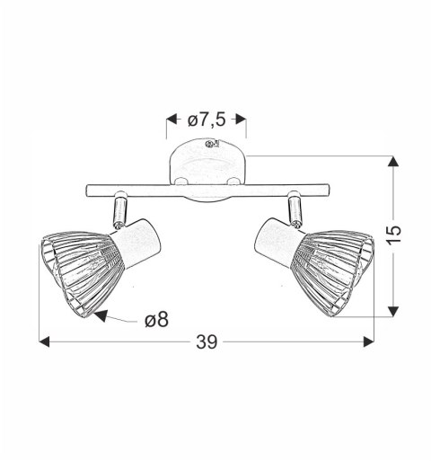 Lampa ścienna FLY biały/chrom 2x40W E14 Candellux 92-61966_wymiary Lampa ścienna FLY biały/chrom 2x40W E14 Candellux 92-61966_wymiary
