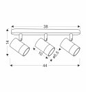  Lampa sufitowa listwa TOBI czarny/złoty Candellux 93-27436_wymiary