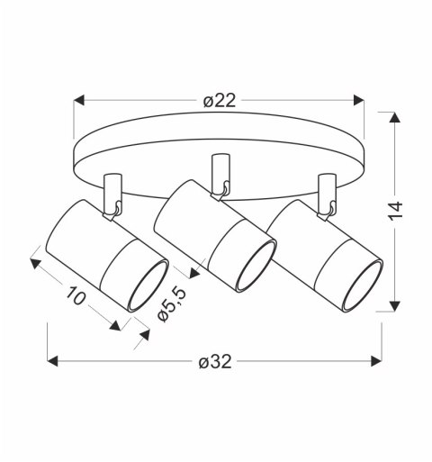Lampa sufitowa plafon TOBI czarny/złoty Candellux 98-27443_wymiary Lampa sufitowa plafon TOBI czarny/złoty Candellux 98-27443_wymiary