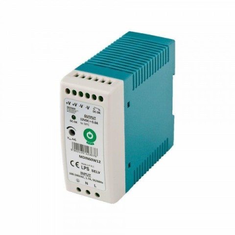 Zasilacz POS na szynę DIN 12V 60W MDIN60W12 Zasilacz POS na szynę DIN 12V 60W MDIN60W12